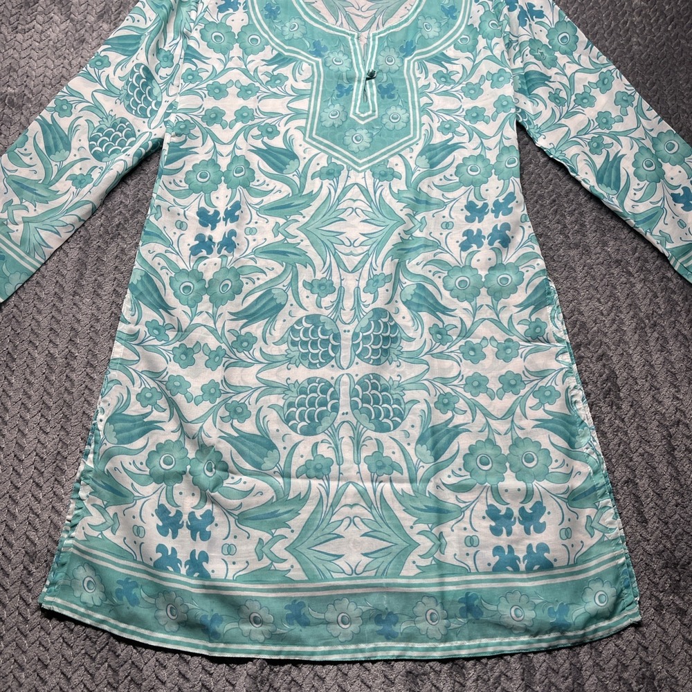 Raj Tunic Cover-Up Floral Printed Top‎ Size Small Swim Cotton Sheer Silky - Picture 2 of 11